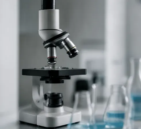 Lab flasks with green liquid extract